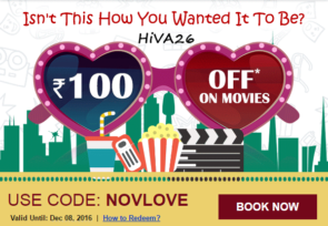 bookmyshow offers 100rs off coupon novlove hiva26